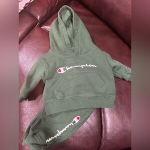 Champion Kids Green Hoodie and Sweatpants Set